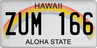 HI license plate ZUM166
