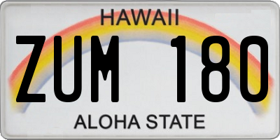 HI license plate ZUM180