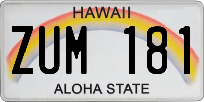 HI license plate ZUM181