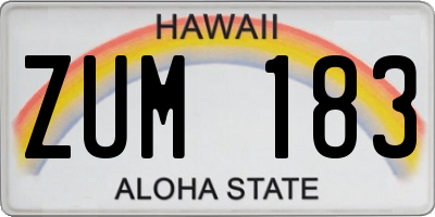 HI license plate ZUM183