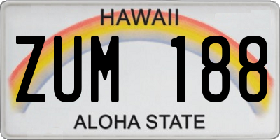 HI license plate ZUM188