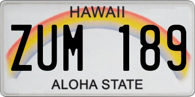 HI license plate ZUM189