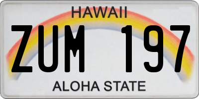 HI license plate ZUM197