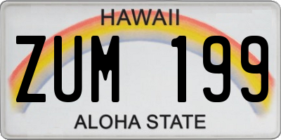 HI license plate ZUM199