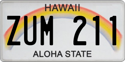 HI license plate ZUM211