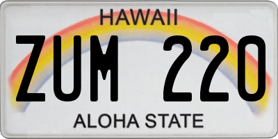 HI license plate ZUM220