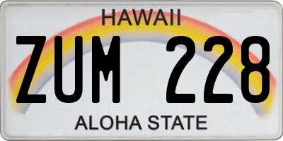 HI license plate ZUM228