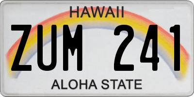 HI license plate ZUM241