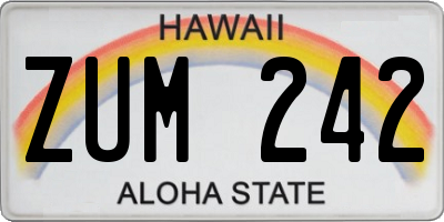 HI license plate ZUM242