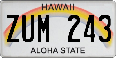 HI license plate ZUM243