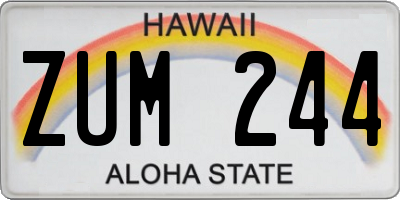 HI license plate ZUM244