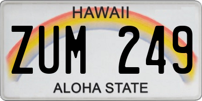 HI license plate ZUM249