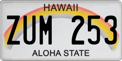 HI license plate ZUM253