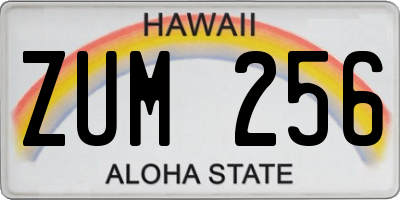 HI license plate ZUM256