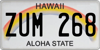 HI license plate ZUM268