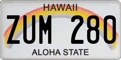 HI license plate ZUM280