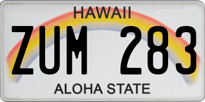 HI license plate ZUM283