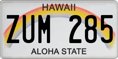 HI license plate ZUM285