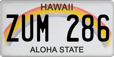 HI license plate ZUM286