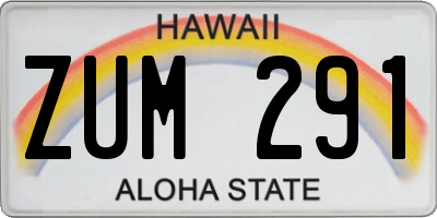 HI license plate ZUM291