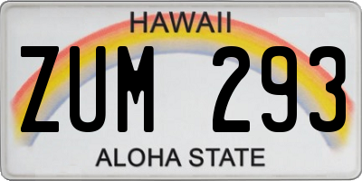 HI license plate ZUM293