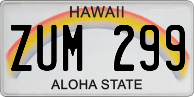 HI license plate ZUM299