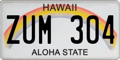 HI license plate ZUM304