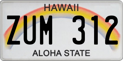 HI license plate ZUM312