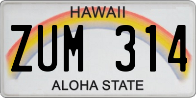 HI license plate ZUM314