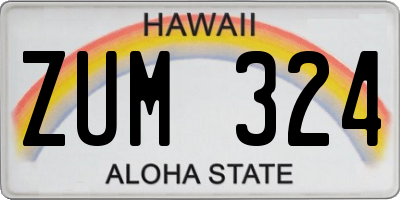 HI license plate ZUM324