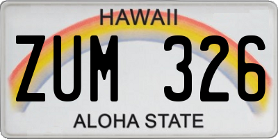 HI license plate ZUM326