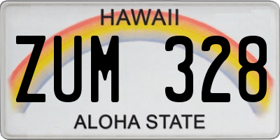 HI license plate ZUM328