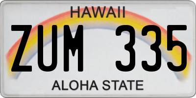 HI license plate ZUM335