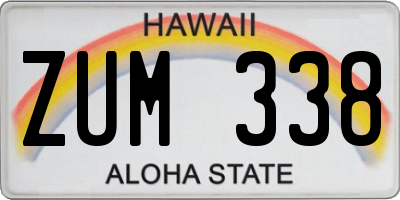 HI license plate ZUM338