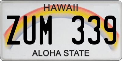 HI license plate ZUM339