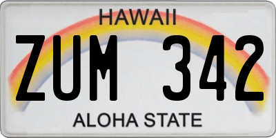 HI license plate ZUM342