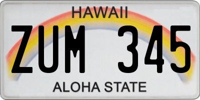 HI license plate ZUM345