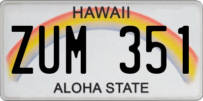 HI license plate ZUM351