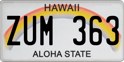 HI license plate ZUM363