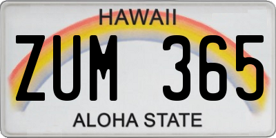 HI license plate ZUM365