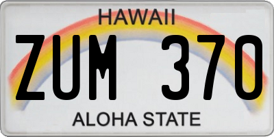 HI license plate ZUM370