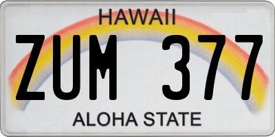 HI license plate ZUM377