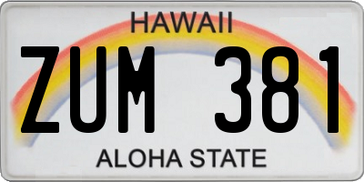 HI license plate ZUM381