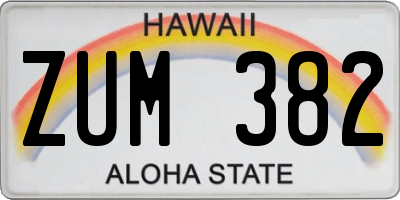 HI license plate ZUM382