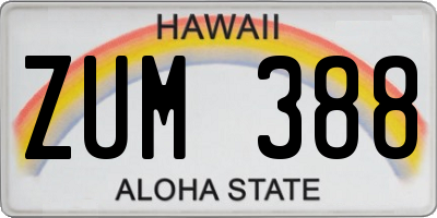 HI license plate ZUM388