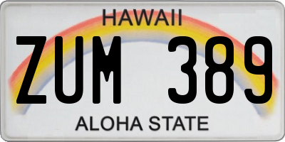 HI license plate ZUM389