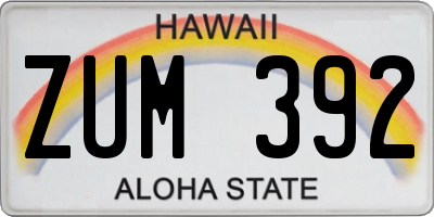 HI license plate ZUM392