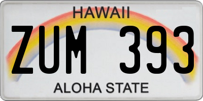 HI license plate ZUM393
