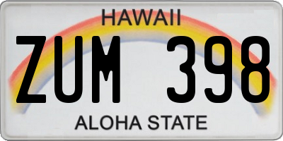 HI license plate ZUM398