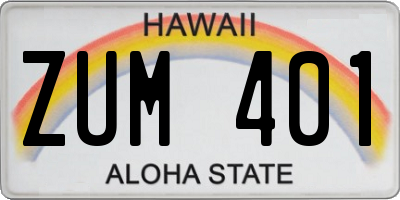 HI license plate ZUM401